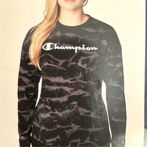 Champion Size Medium Black & Grey Camo Athletic Wear Long Sleeve T-Shirt